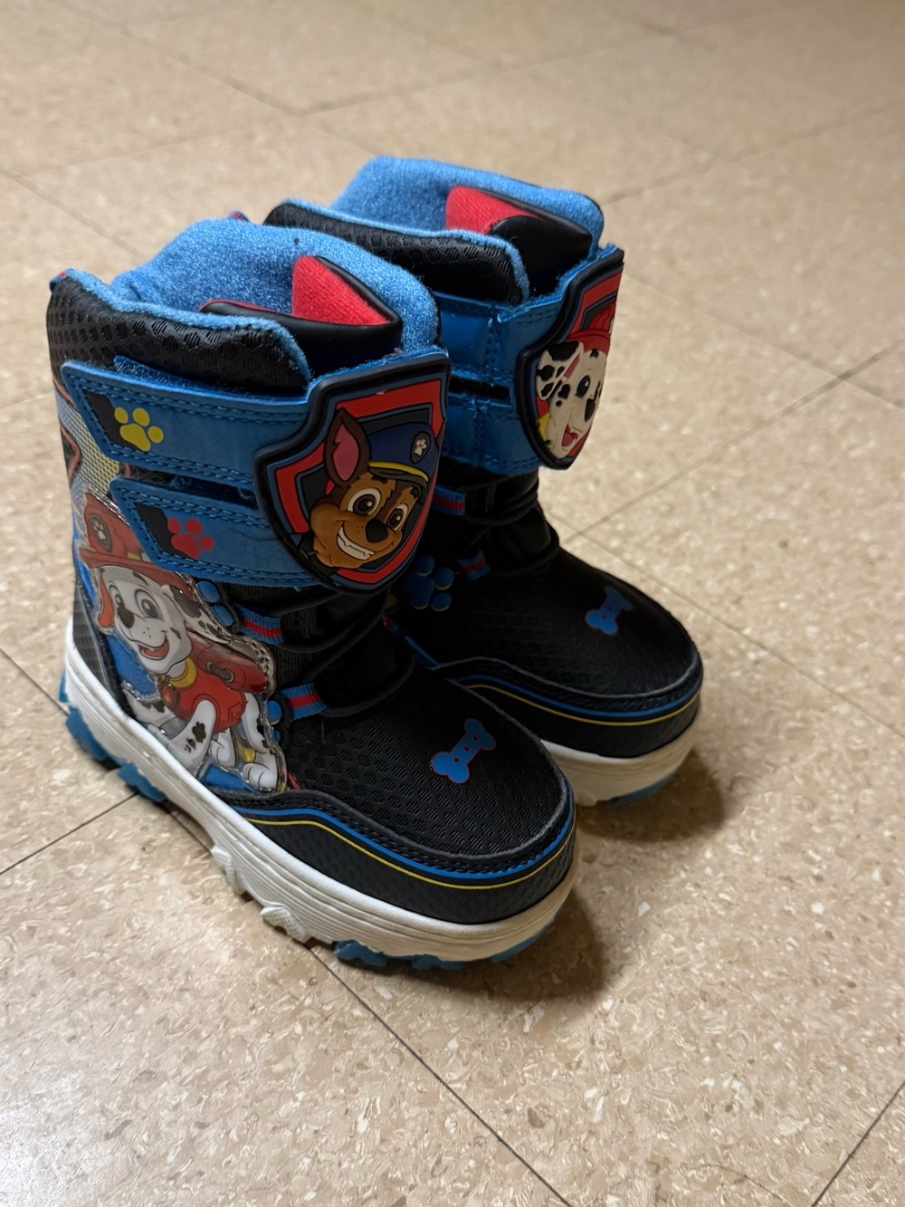 Paw Patrol Blue and Black Kids Winter Boots with Character Patches